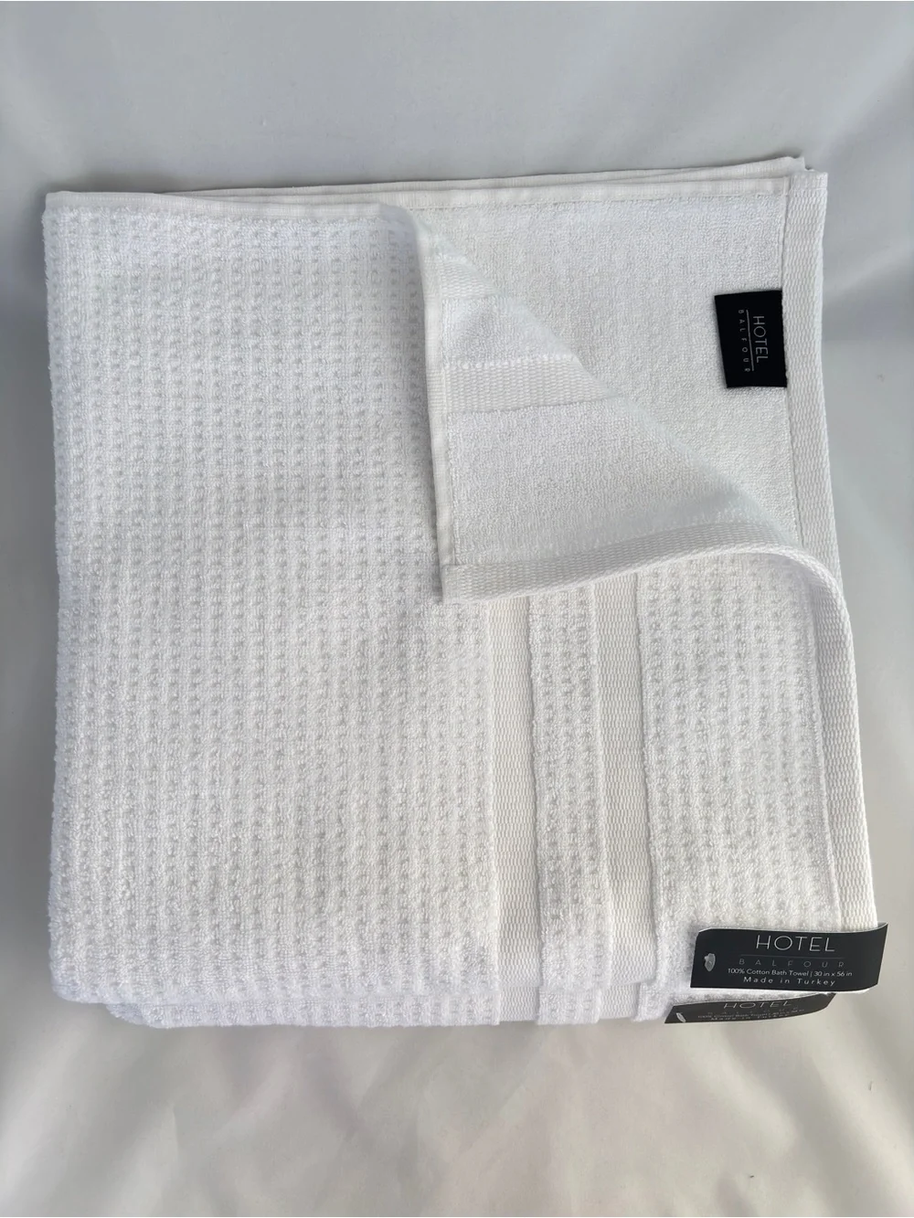 NWT 8Pc Hotel Balfour Turkish White Waffle Bath Towel Set Made in Turkey Spa